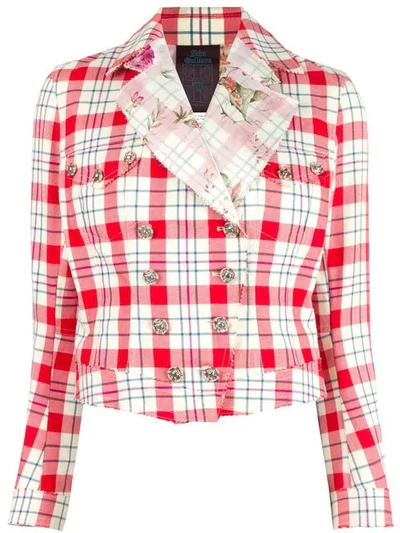 Pre-owned John Galliano Checked Jacket In Red