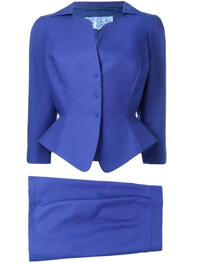 Shop Mugler Thierry  Vintage Skirt Suit - Purple