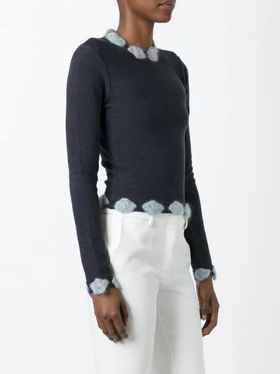 Pre-owned Dior Embellished Trim Jumper In Grey