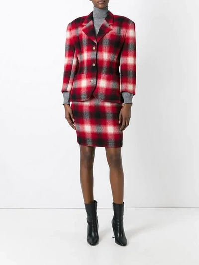 Pre-owned Jean Paul Gaultier Vintage Checked Skirt Suit In Red