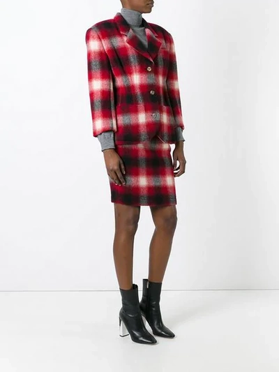 Pre-owned Jean Paul Gaultier Vintage Checked Skirt Suit In Red