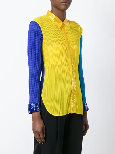 Pre-owned Issey Miyake Colour Block Pleated Shirt In Yellow