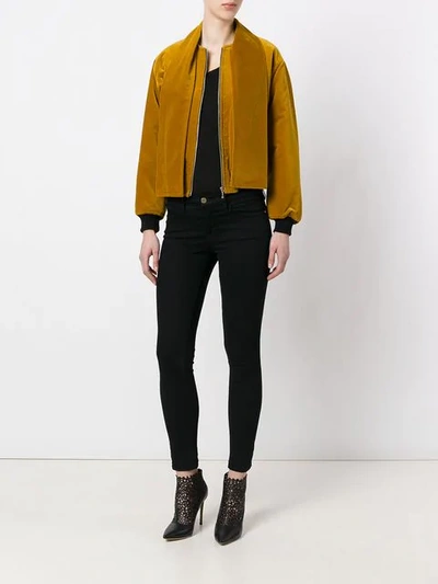Pre-owned Jean Paul Gaultier Vintage Velvet Bomber Jacket In Orange