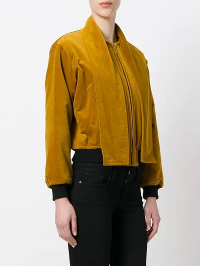 Pre-owned Jean Paul Gaultier Vintage Velvet Bomber Jacket In Orange
