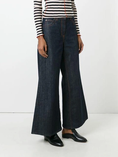 Pre-owned Jean Paul Gaultier Vintage Wide Flare Jeans In Blue