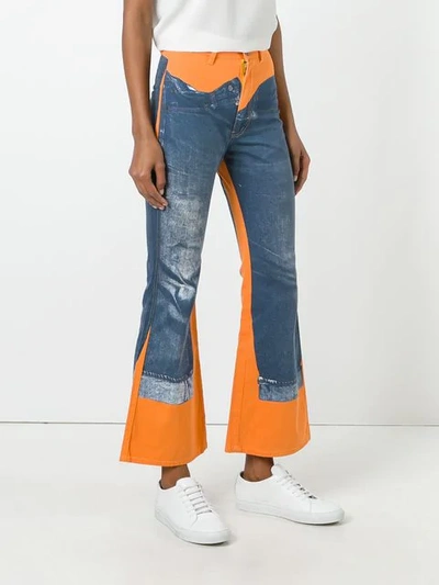 Pre-owned Jean Paul Gaultier Vintage Trompe D'oleil Flare Trousers In Blue