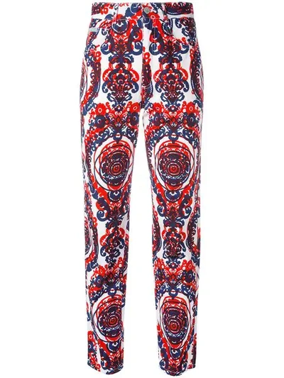 Pre-owned Fendi Paisley Printed Trousers In White