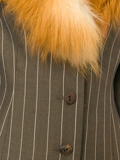 Pre-owned Dior Fox Fur Collar Skirt Suit In Brown