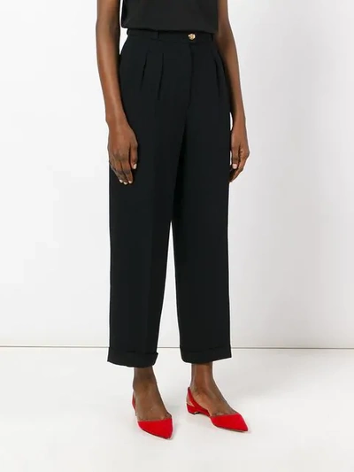 Pre-owned Chanel Straight Leg Trousers In Black