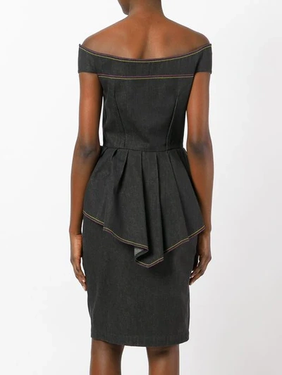 Pre-owned Mugler Off-the-shoulder Dress In Black