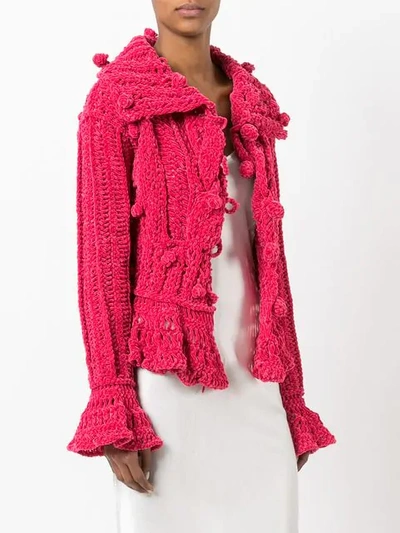 Shop Dior Christian  Vintage Chenille Bobble Cardigan - Pink