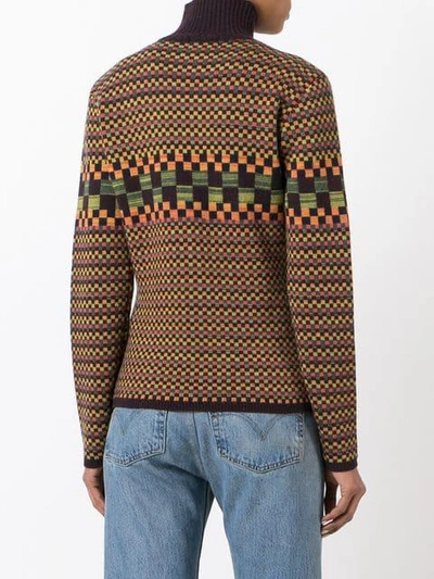 Pre-owned Jean Paul Gaultier Vintage Checked Embellished Turtleneck Jumper In Yellow