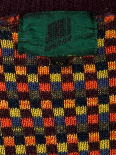 Pre-owned Jean Paul Gaultier Vintage Checked Embellished Turtleneck Jumper In Yellow