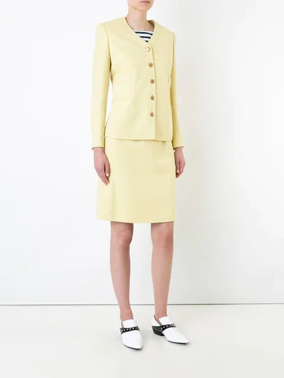 Pre-owned Chanel Vintage Two-piece Tweed Skirt Suit - Yellow