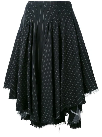Pre-owned Kenzo Vintage 古着条纹半身裙 - 黑色 In Black
