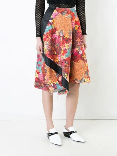 Pre-owned Comme Des Garçons Floral Print Asymmetric Skirt In Multicolour