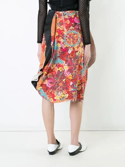 Pre-owned Comme Des Garçons Floral Print Asymmetric Skirt In Multicolour