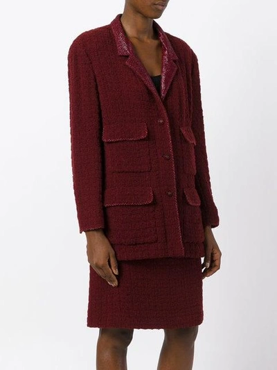Pre-owned Chanel 1998 Boxy Tweed Suit In Red