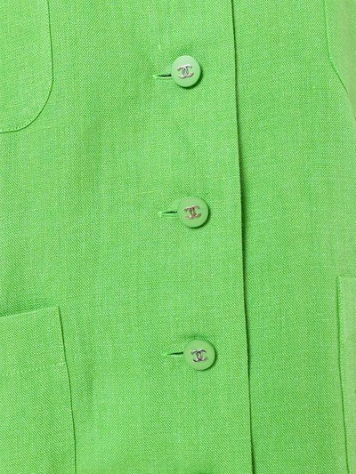 Pre-owned Chanel 1990 Notched Lapels Shift Blazer In Green