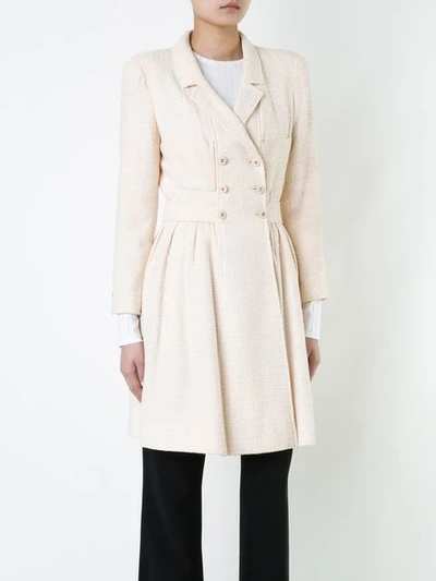 Pre-owned Chanel Vintage Cc Logos Coat In Neutrals