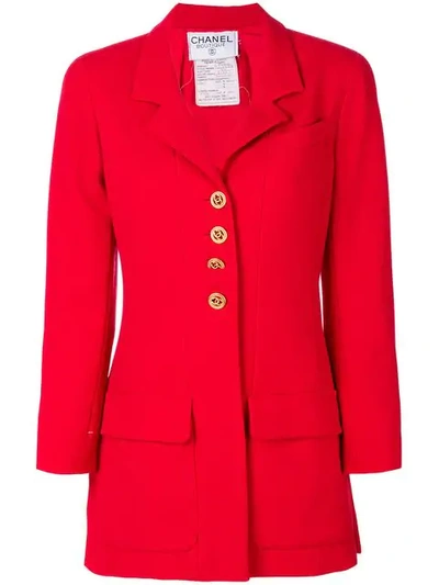Pre-owned Chanel Vintage Tailored Jacket In Red