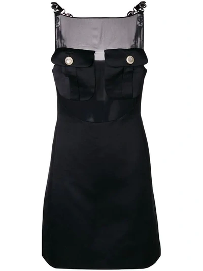 Shop Versace Sheer Panel Mini Dress - Black