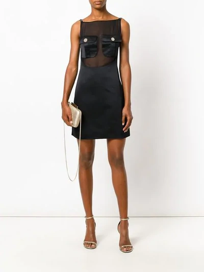 Shop Versace Sheer Panel Mini Dress - Black