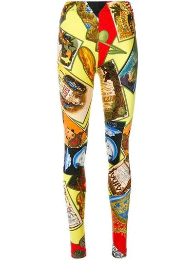 Shop Versace Vintage Opera Printed Leggings - Multicolour