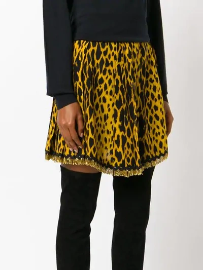 Shop Versace Leopard Print Mini Skirt - Yellow