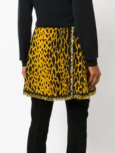 Shop Versace Leopard Print Mini Skirt - Yellow