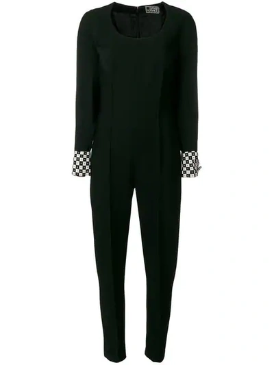 Shop Versace Contrast Cuff Jumpsuit - Black