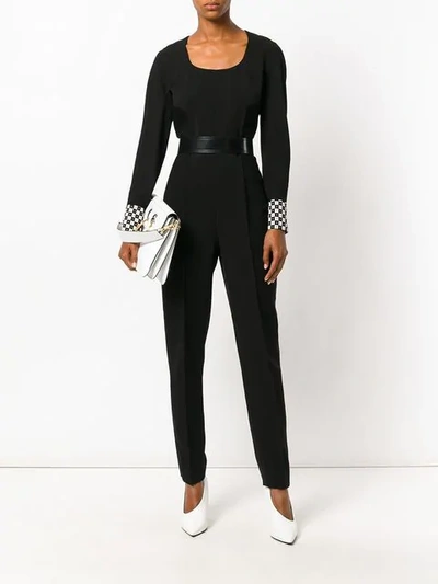 Shop Versace Contrast Cuff Jumpsuit - Black