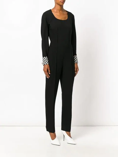 Shop Versace Contrast Cuff Jumpsuit - Black