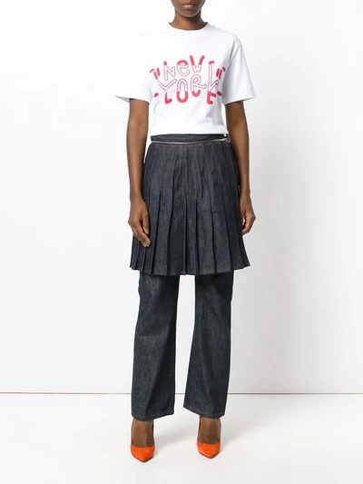 Pre-owned Jean Paul Gaultier Vintage Denim Trousers With Overlayed Skirt In Blue