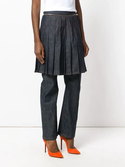 Pre-owned Jean Paul Gaultier Vintage Denim Trousers With Overlayed Skirt In Blue