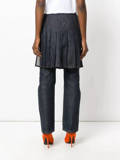 Pre-owned Jean Paul Gaultier Vintage Denim Trousers With Overlayed Skirt In Blue