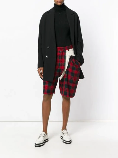 Pre-owned Comme Des Garçons Deconstructed Tartan Bermuda Shorts In Red