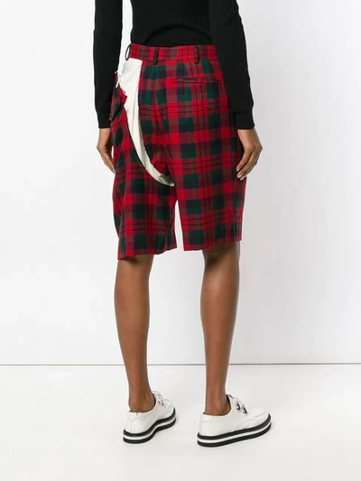 Pre-owned Comme Des Garçons Deconstructed Tartan Bermuda Shorts In Red
