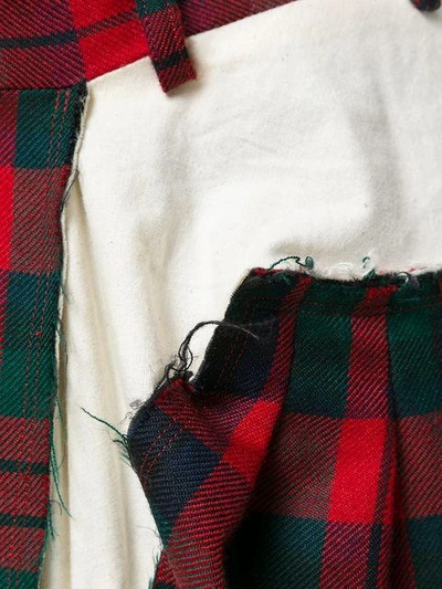 Pre-owned Comme Des Garçons Deconstructed Tartan Bermuda Shorts In Red