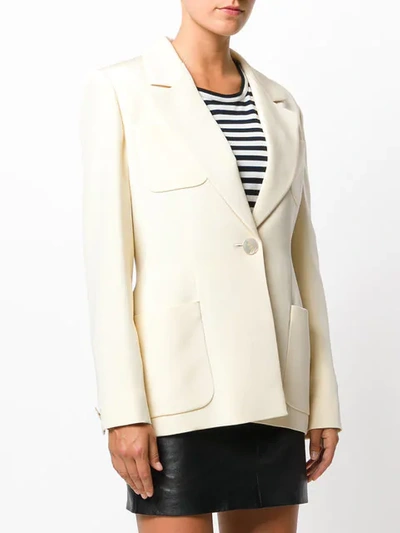 Shop Saint Laurent Yves  Vintage Patch Pockets Fitted Blazer - Neutrals