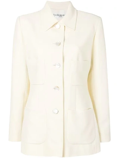 Pre-owned Saint Laurent Patch Pockets Jacket In White