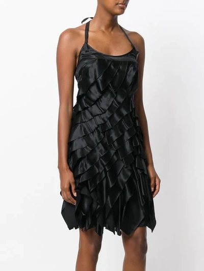 Pre-owned Prada 2000s Ruffled Layered Minidress In Black