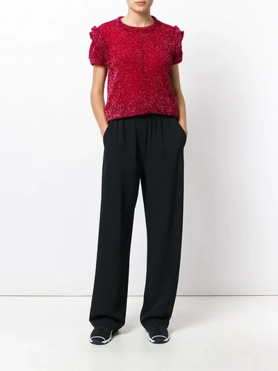 Pre-owned Comme Des Garçons Knitted Lurex Short Sleeve Jumper In Red