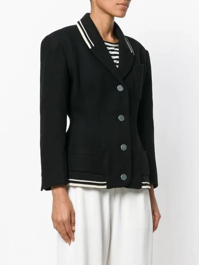 Pre-owned Jean Paul Gaultier Vintage Stripe Trim Fitted Jacket In Black