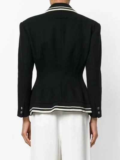 Pre-owned Jean Paul Gaultier Vintage Stripe Trim Fitted Jacket In Black