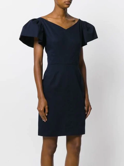 Pre-owned Saint Laurent Ruffle-sleeve Dress In Blue