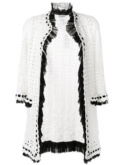 Pre-owned Chanel Crochet Knit Cardigan In White