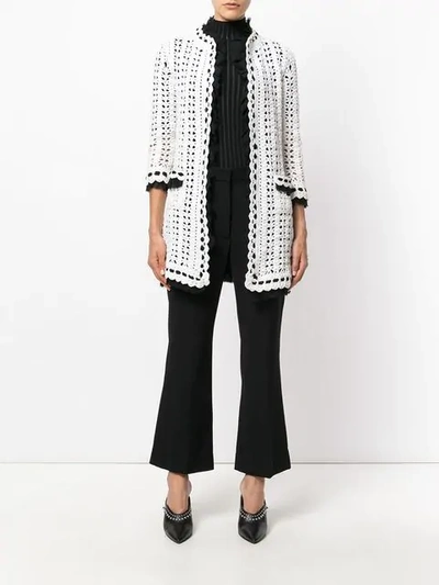 Pre-owned Chanel Crochet Knit Cardigan In White