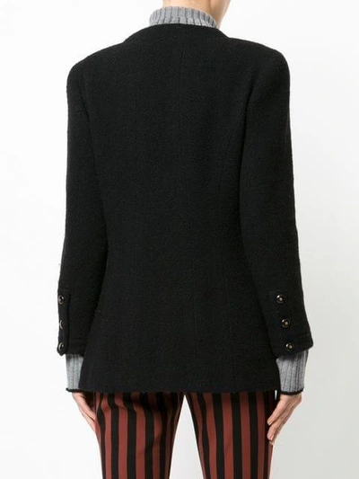 Shop Chanel Vintage Deep V-neck Knitted Cardigan - Black