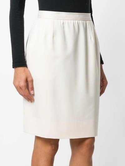 Pre-owned Saint Laurent Straight Skirt In White